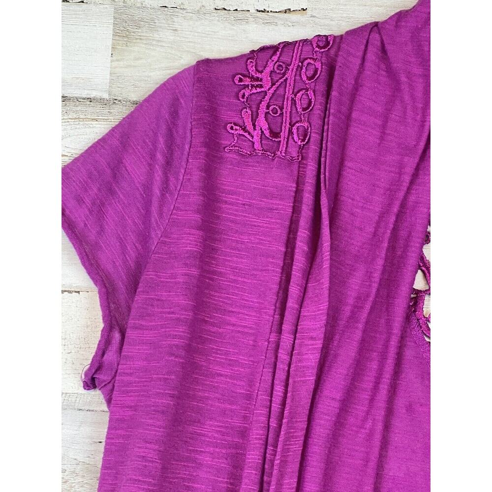 Vintage Suzie Womens Cardigan Sweater Hot Pink Open Front Size Large Lace Back - Picture 2 of 8